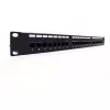 Sadales panelis 19 inch 24 porti, CAT6, S/FTP, 1U, kabeļu atbalsts, melns (komplekts)