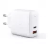 Sienas lādētājs Aukey PA-B3 balts GaN 65 W USB-C / USB-A ātrā lādētāja
