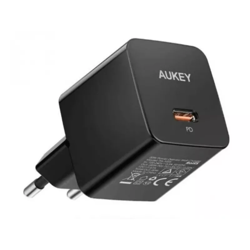 Sienas lādētājs Aukey PA-Y20S 20W USB-C Power Delivery, kompakts viena porta