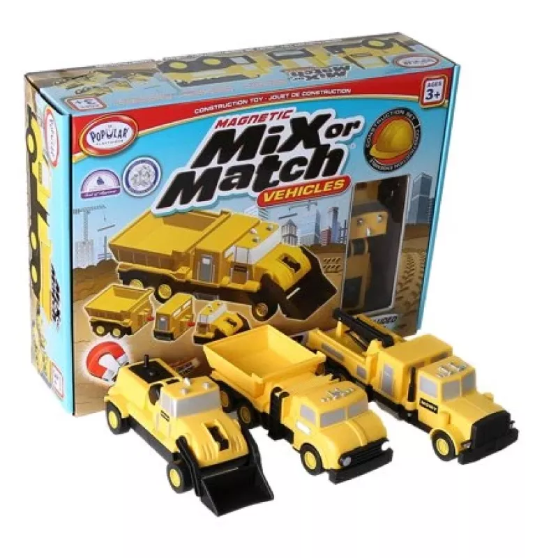 Transportlīdzekļu komplekts Popular Playthings Mix or Match Vehicles Construction Melns dzeltena