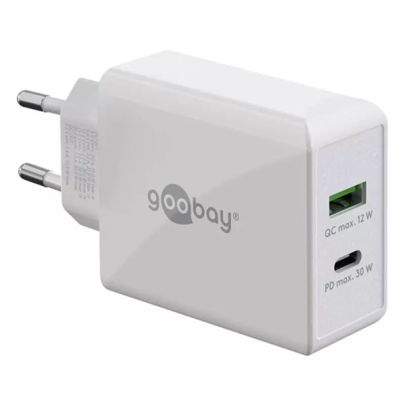 Goobay Dual USB-C™ PD (Power Delivery) ātrais lādētājs (30 W) (61674)