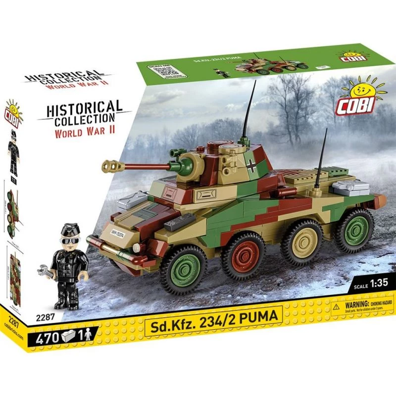 Cobi Historical Collection Otrais pasaules karš SD.Vehicle 234/2 Puma Transportlīdzeklis, Daudzkrāsains