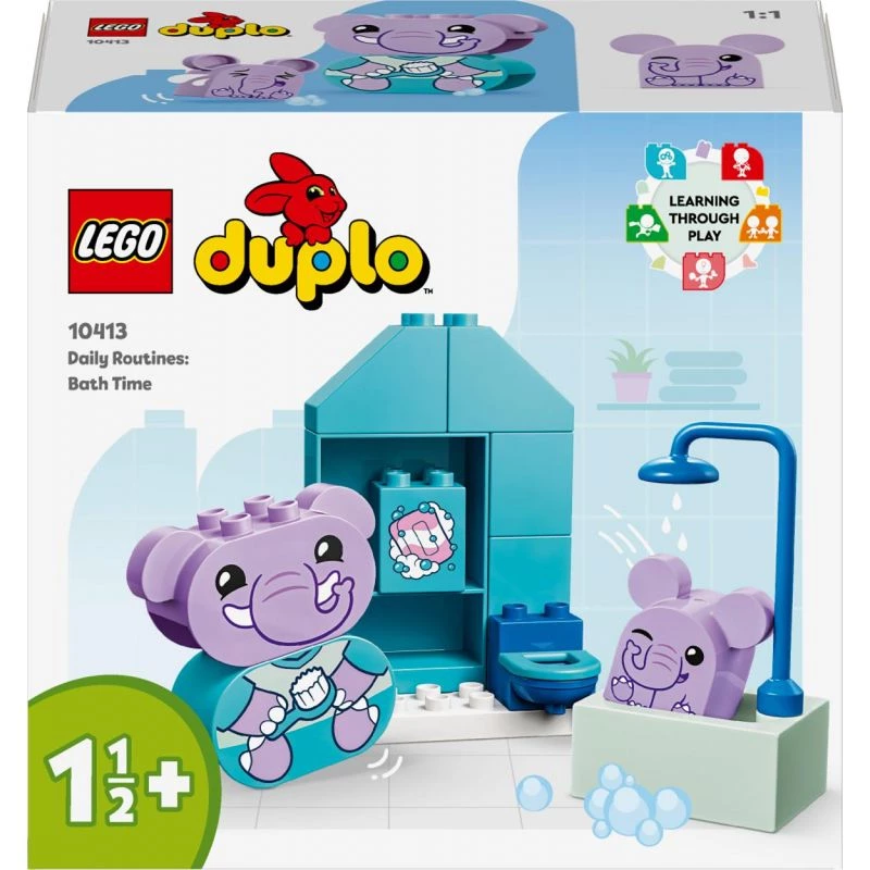 LEGO DUPLO Vannas laika komplekts 10413 — peldēšanās tematikas rotaļu komplekts mazuļiem, 15 gab., ieteicamais vecums 1,5+