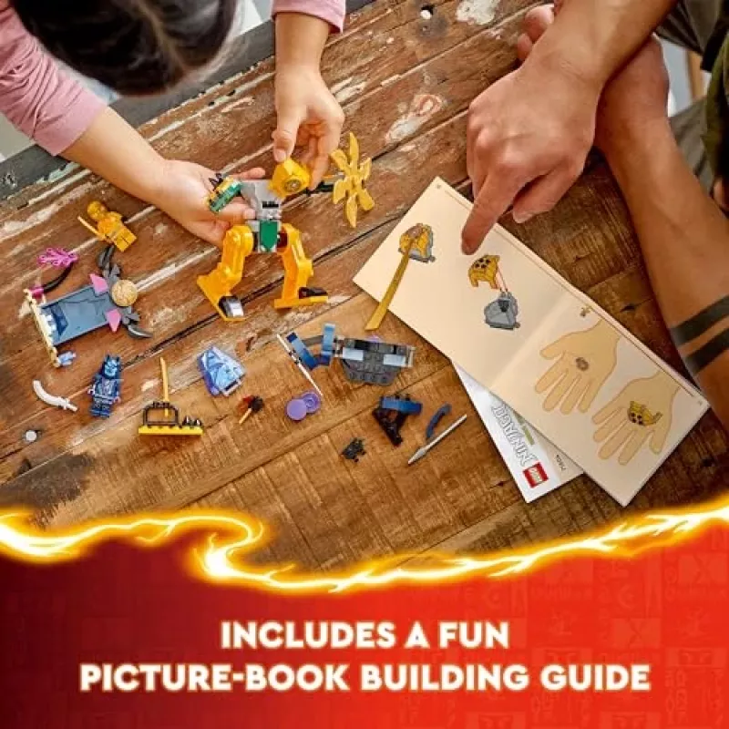 LEGO NINJAGO Arina kaujas meha darbības figūra, nindzju rotaļlieta 4+ gadus veciem zēniem, meitenēm un bērniem, Dragons Rising komplekts ar Arina minifigūru un mini Katu