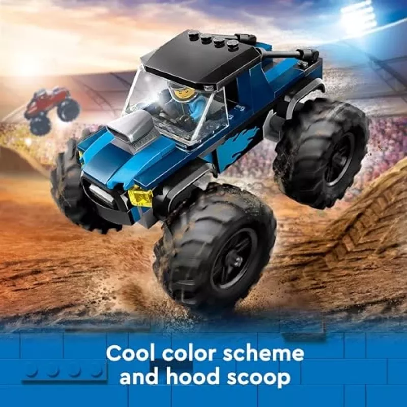 Konstrukciju rotaļlieta LEGO City 60402 Zilais monstru kravas auto ar lielām riepām, 148 detaļas, 1 minifigūra, vecumam 5+