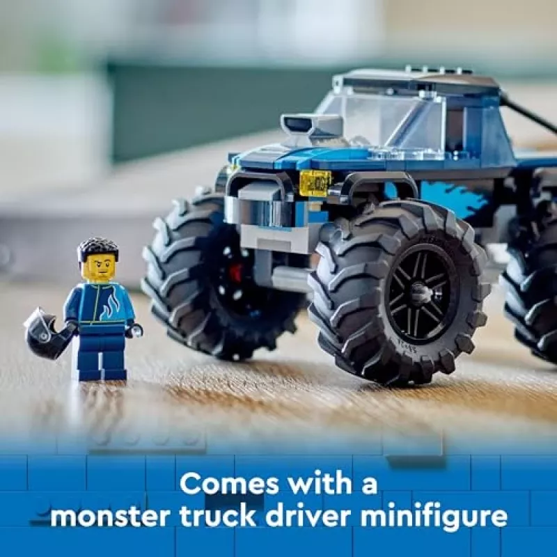 Konstrukciju rotaļlieta LEGO City 60402 Zilais monstru kravas auto ar lielām riepām, 148 detaļas, 1 minifigūra, vecumam 5+