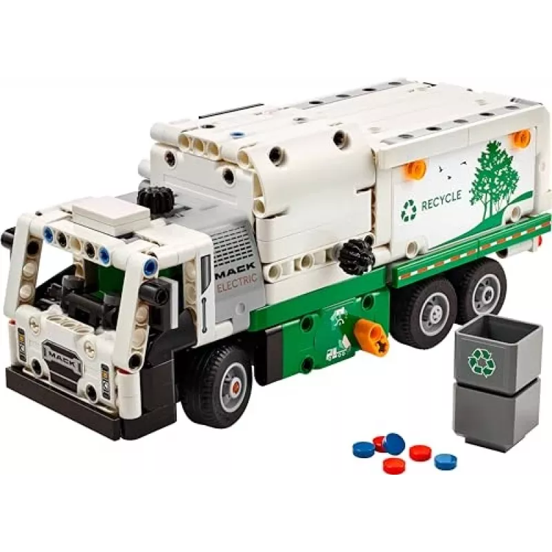 Konstruktors LEGO Technic Mack LR Electric Garbage Truck 42167 — 503 gab., motorizēts, izmērs 230×80×90 mm