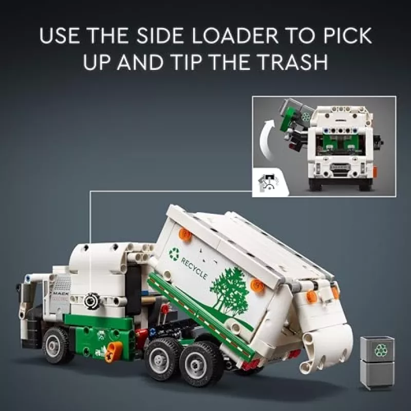 Konstruktors LEGO Technic Mack LR Electric Garbage Truck 42167 — 503 gab., motorizēts, izmērs 230×80×90 mm