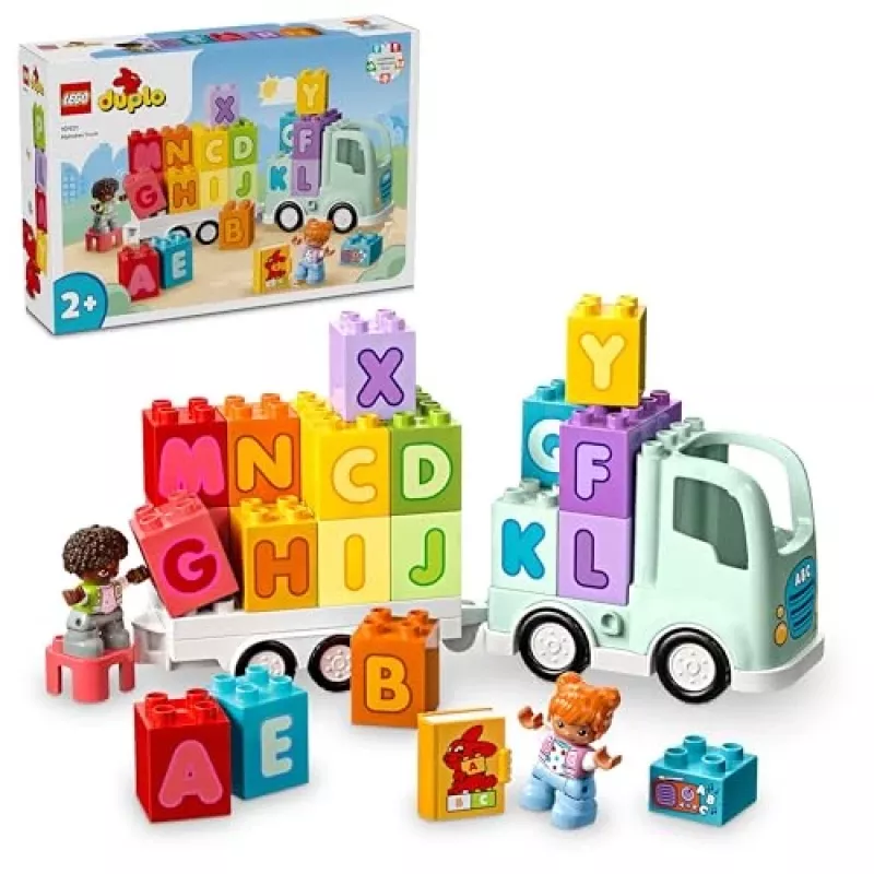 Konstruktors LEGO DUPLO 10421 ABC kravas automašīna, 36 gabali, 2 minifigūras, vecumam no 2 gadiem, izmēri 110×140×70 mm