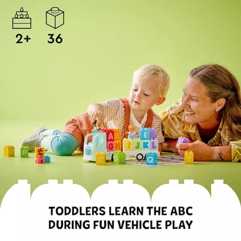 Konstruktors LEGO DUPLO 10421 ABC kravas automašīna, 36 gabali, 2 minifigūras, vecumam no 2 gadiem, izmēri 110×140×70 mm