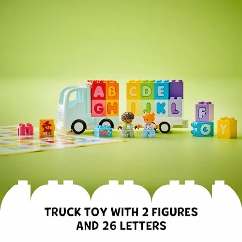 Konstruktors LEGO DUPLO 10421 ABC kravas automašīna, 36 gabali, 2 minifigūras, vecumam no 2 gadiem, izmēri 110×140×70 mm