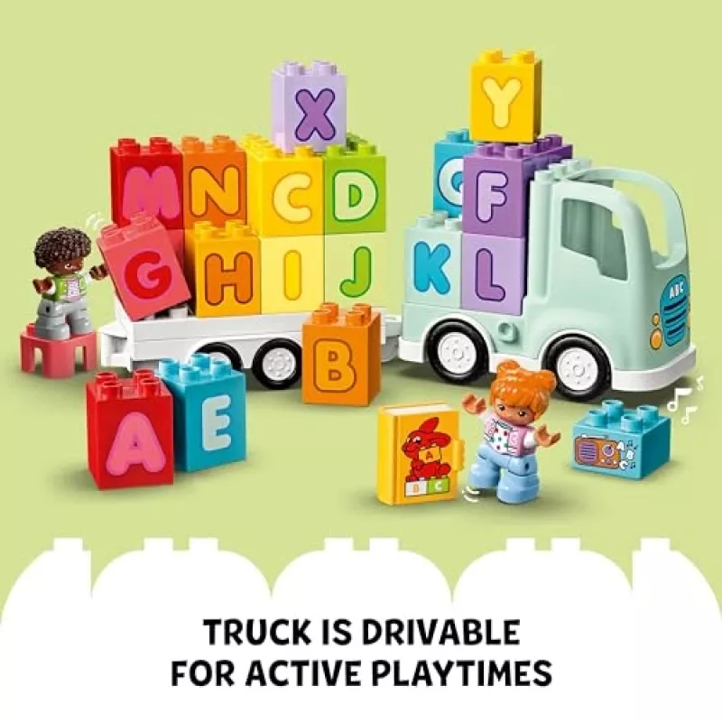 Konstruktors LEGO DUPLO 10421 ABC kravas automašīna, 36 gabali, 2 minifigūras, vecumam no 2 gadiem, izmēri 110×140×70 mm