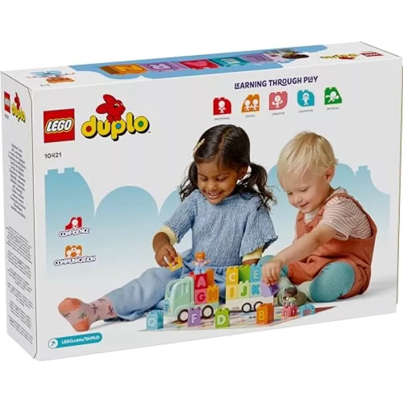 Konstruktors LEGO DUPLO 10421 ABC kravas automašīna, 36 gabali, 2 minifigūras, vecumam no 2 gadiem, izmēri 110×140×70 mm