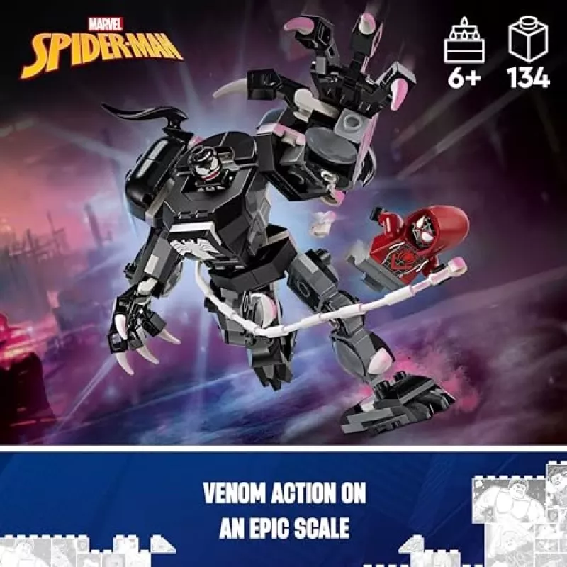 LEGO 76276 Marvel Venom mehāniskās bruņas pret Milesu Moralesu