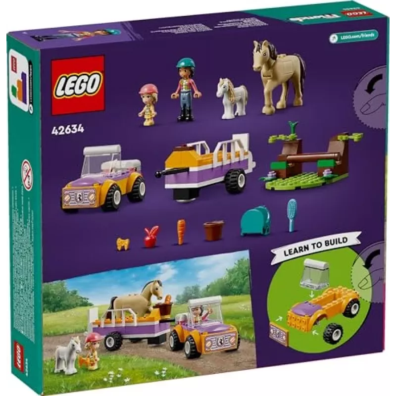 LEGO Friends Zirga un ponija piekabes dzīvnieku rotaļlietu komplekts 42634