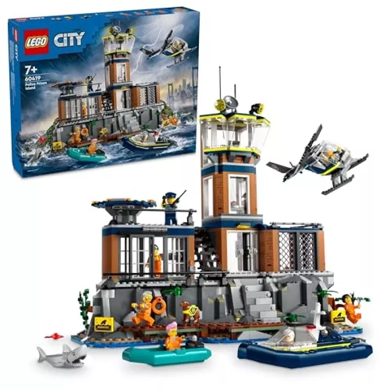 LEGO City Konstrukciju rotaļlieta Policijas iecirknis Cietuma sala 60419 — 980 detaļas, 7 minifigūras, 370×400×160 mm