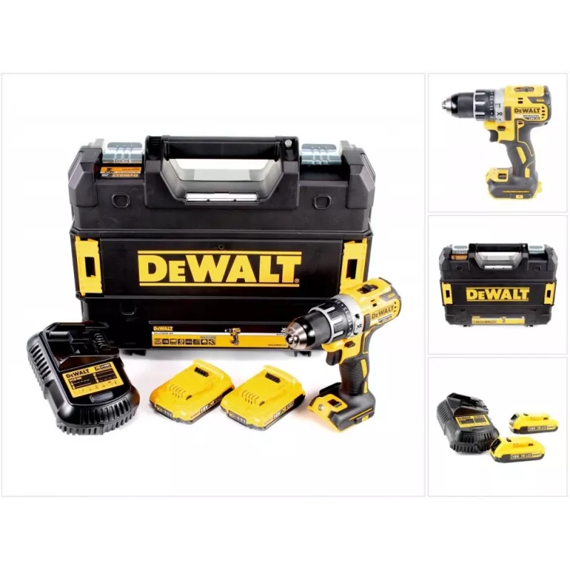 Bezvadu urbjmašīna DeWalt DCD791D2-QW, 18V Li-Ion, 2×2Ah akumulatori, bezatslēgas 13 mm patrona, 70 Nm, 1,5 kg