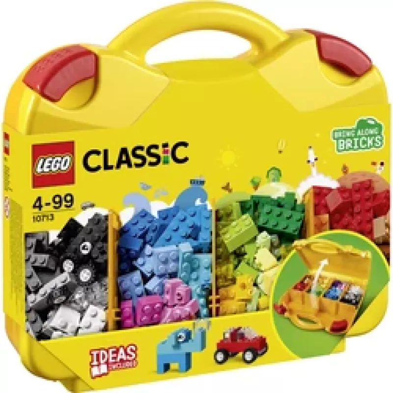 LEGO 10713 Classic Creative Suitcase rotaļlietu glabāšanas kaste ar jautrām krāsainām būvēšanas klucīšiem, dāvana 4+ gadus veciem bērniem, zēniem un meitenēm