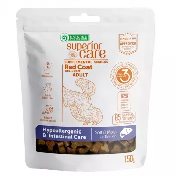Mīkstie suņu dresēšanas našķi nature’s protection Lasis 150 g — hipoalerģisks laša aromāts, olbaltumvielas 21%, mitrums 20%