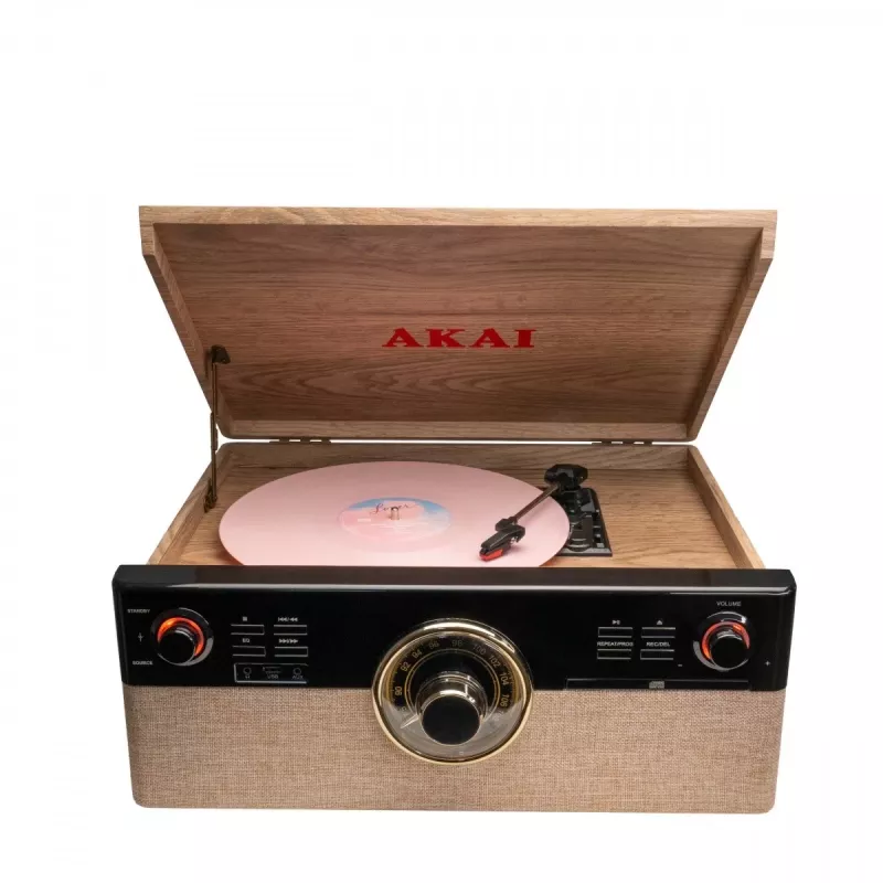 AKAI ATT-300CC Belt-Drive atskaņotājs ar USB un iebūvētu fono priekšpastiprinātāju, melns