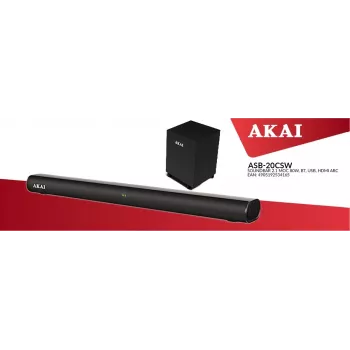 AKAI Soundbar ASB-20CSW 2.1 80W Bezvadu zemfrekvenču skaļrunis Bluetooth 5.0 HDMI ARC