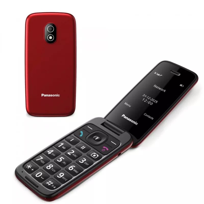 PANASONIC KX-TU410EXR Clamshell Mobilais Telefons - Sarkans