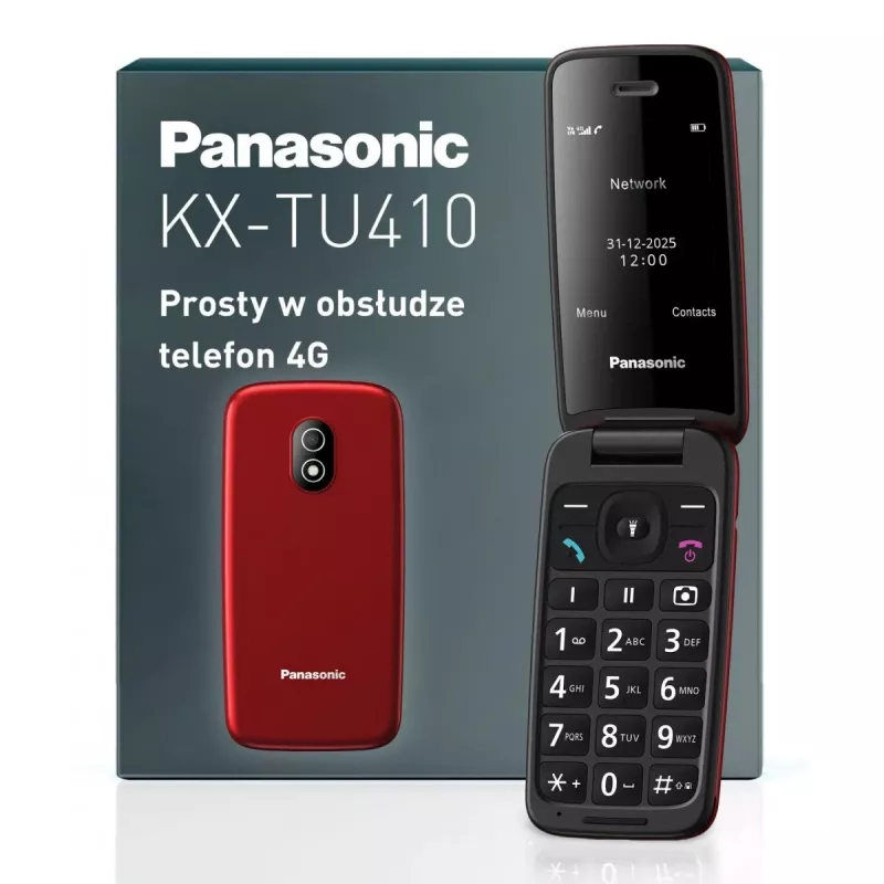 PANASONIC KX-TU410EXR Clamshell Mobilais Telefons - Sarkans