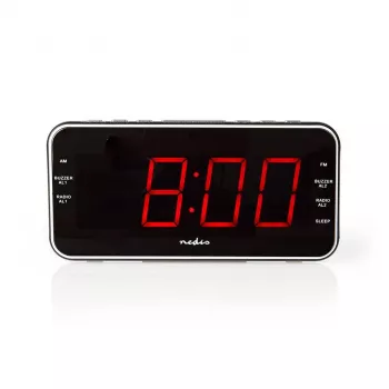 Nedis CLAR004BK Radio modinātājpulkstenis ar LED displeju, FM uztvērēju, diviem modinātājiem, projekciju, AUX, melns