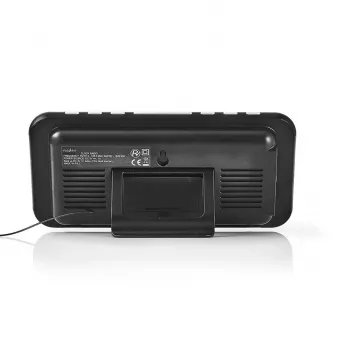 Nedis CLAR004BK Radio modinātājpulkstenis ar LED displeju, FM uztvērēju, diviem modinātājiem, projekciju, AUX, melns