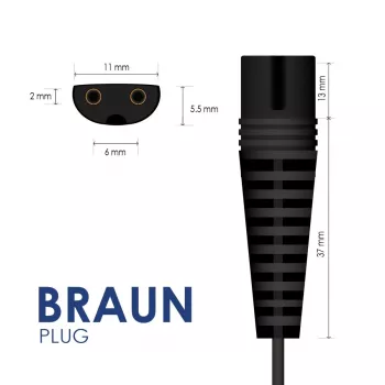 AKYGA Barošanas bloks Braun skuvekļiem, AC 100-240V līdz DC 5.9V 600mA, EU kontaktdakša, Melns