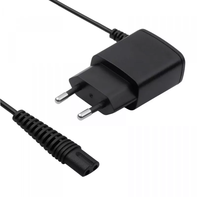 AKYGA Barošanas bloks Braun skuvekļiem, AC 100-240V līdz DC 5.9V 600mA, EU kontaktdakša, Melns