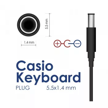 AKYGA Barošanas bloks Casio klaviatūrām, 9V 1A, 5.5x2.1mm, centra pozitīvs