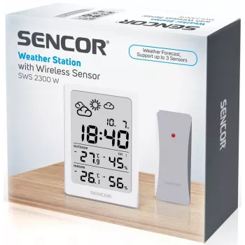SENCOR Multifunctional Station SWS 2300 W - Laika stacija ar pulksteni, modinātāju un āra sensoru