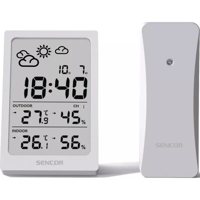 SENCOR Multifunctional Station SWS 2300 W - Laika stacija ar pulksteni, modinātāju un āra sensoru