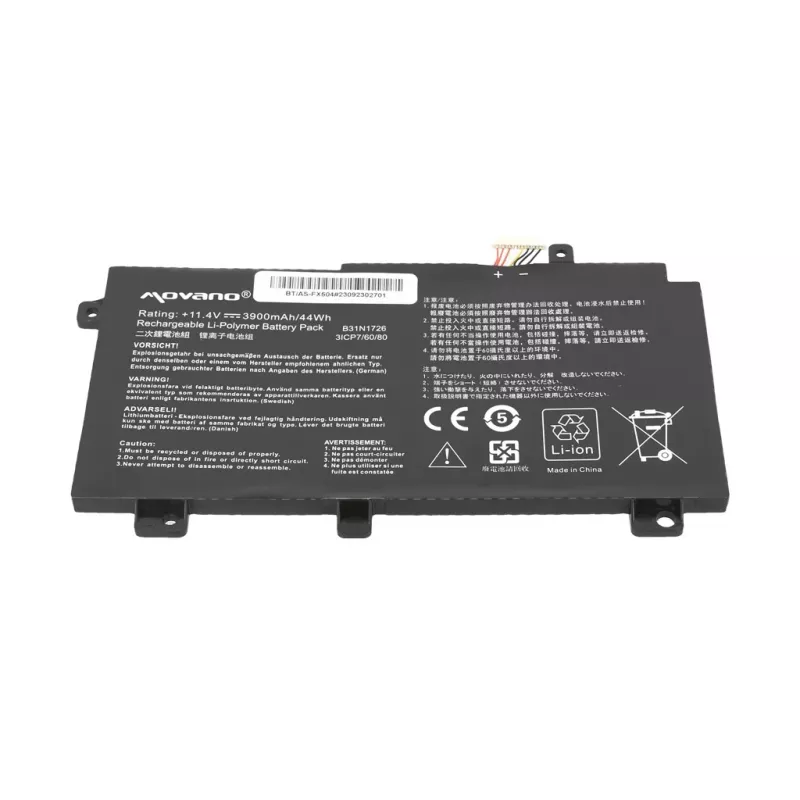 MOVANO Akumulators B31N1726 priekš Asus FX504 FX505 FX80G - 3900 mAh (44 Wh)