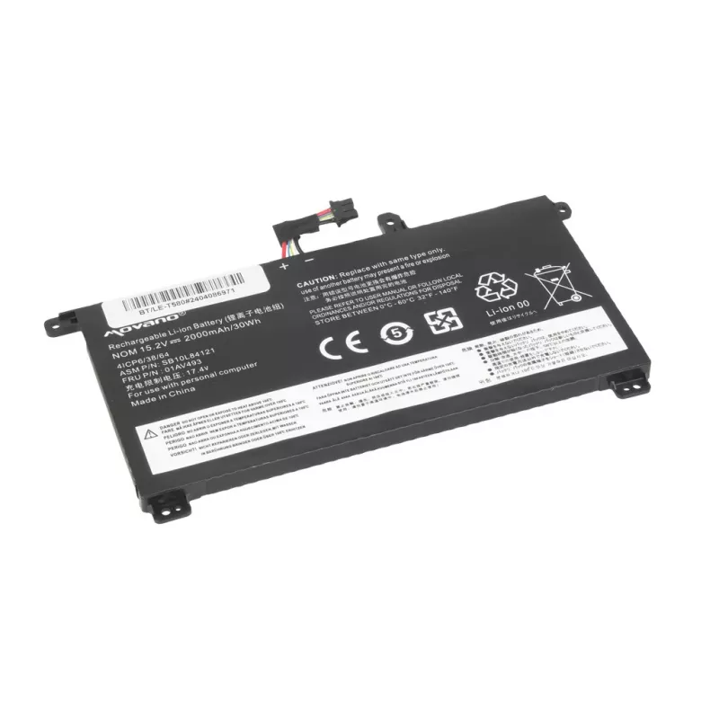 MOVANO Battery 01AV493 Lenovo ThinkPad T570 T580 P51S - 2000 mAh (30 Wh)