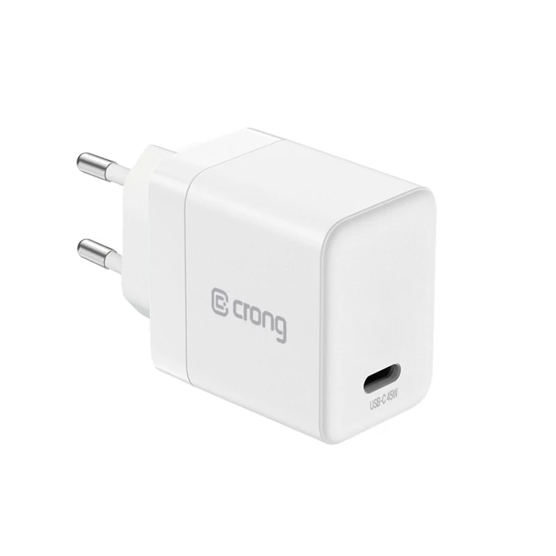 Crong Ultra Compact GaN USB-C 45W PD 3.0 PPS sienas lādētājs (balts)