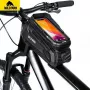 WILDMAN XT5 Frame Bag Black - Bicycle Top Tube Bag with Phone Pocket, Water-Resistant PU Leather