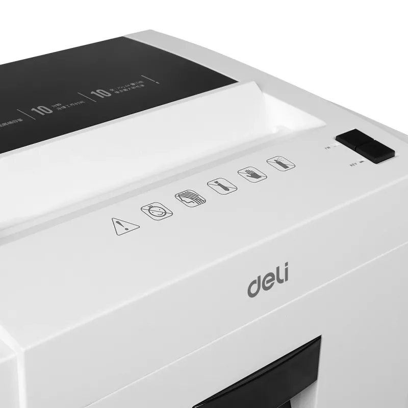 Deli E9952 Cross-Cut Paper Shredder, 10 Sheets, 21L, Black