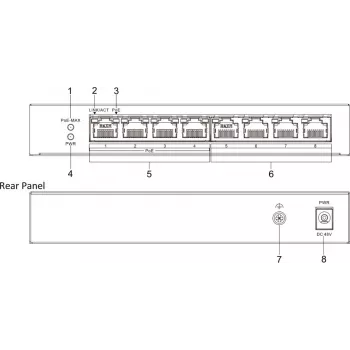 Hikvision DS-3E0508P-O 8-Port 4-PoE Nenodrošināts Slēdzis