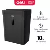 DELI ET014 Šķērsgriezuma papīra smalcinātājs, 10 lapas, P-4 drošība, 21L tvertne, melns