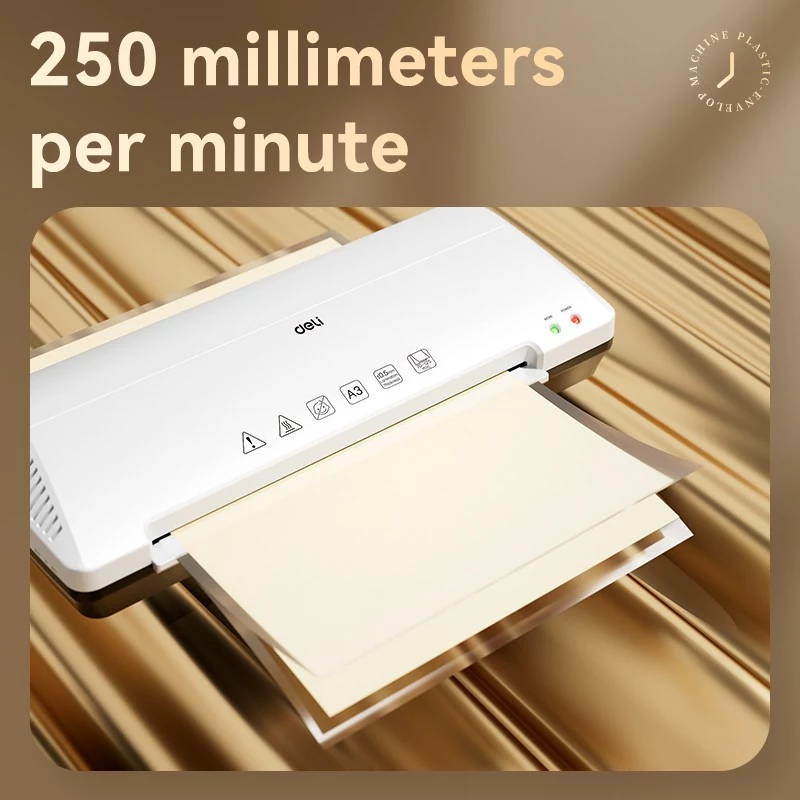 DELI Office Laminator ET105 A3 - Karstā un aukstā laminēšana, 2 veltņi, 125 mikroni