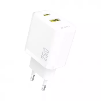 Dudao A26TEU GaN 25W USB-C USB-A sienas lādētājs balts