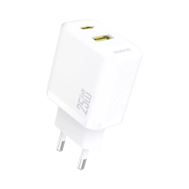Dudao A26TEU GaN 25W USB-C USB-A sienas lādētājs balts