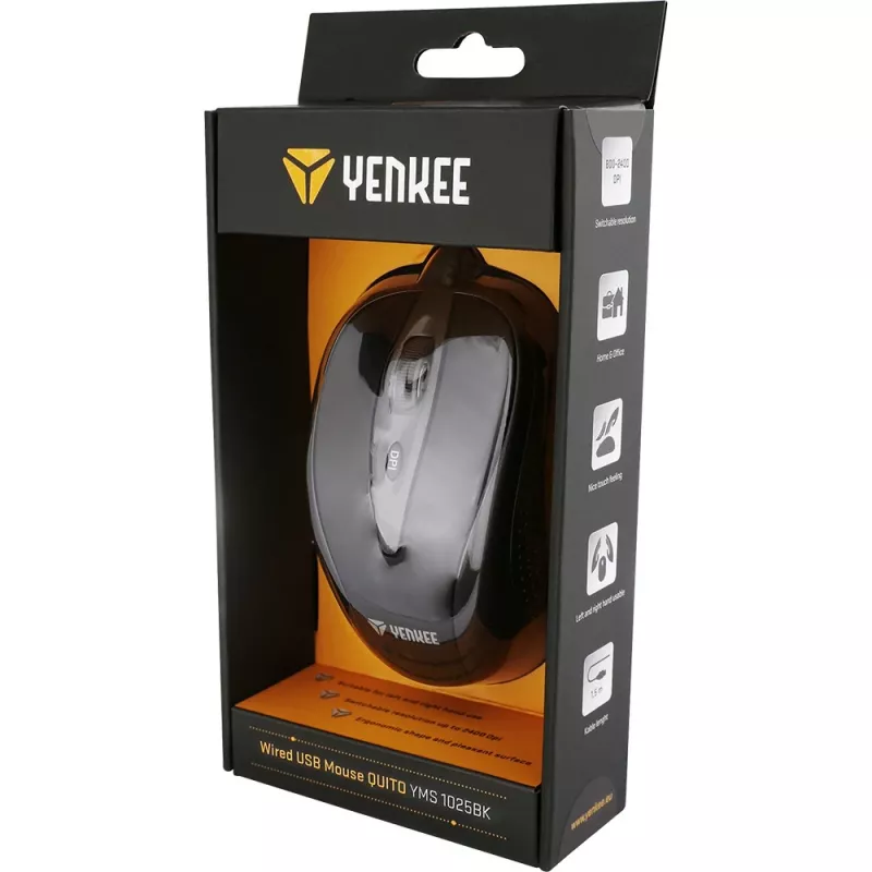 YENKEE YMS 1025 BK QUITO USB vadu pele, optiskā, 1000 DPI, 4 pogas, melna