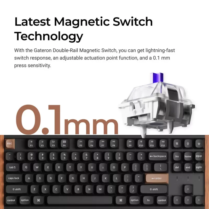 Keychron K8H-F1 75% Magnetic Wood Black Gaming Keyboard