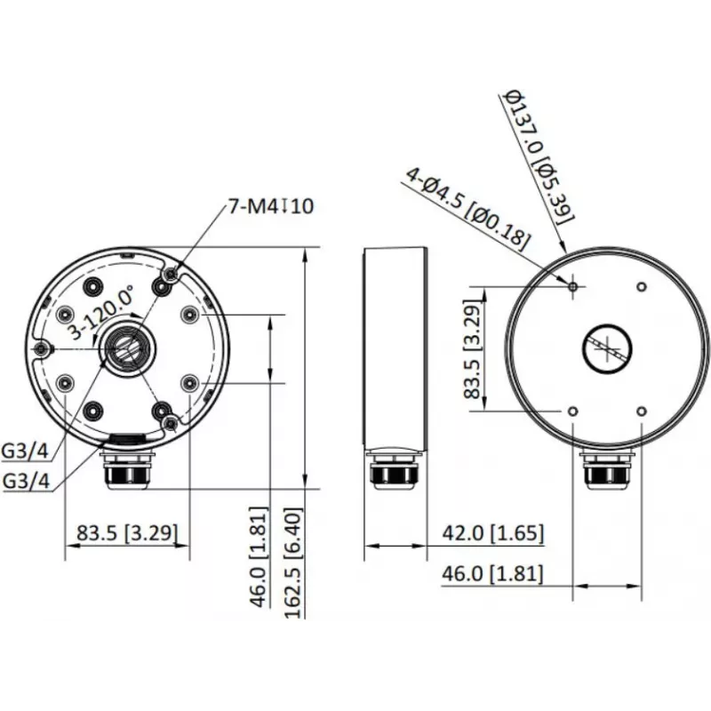 Hikvision DS-1280ZJ-PT6-Y Sadales kārbas montāžas kronšteins, melns, alumīnija sakausējums, laikapstākļiem izturīgs, iekštelpām/ārtelpām