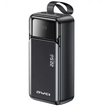 AWEI PA-105 Power Bank 40000mAh 22.5W PD QC 3.0 USB-C Melns