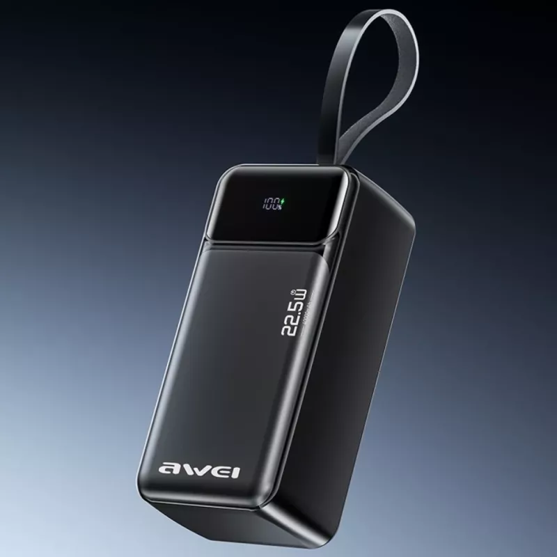 AWEI PA-105 Power Bank 40000mAh 22.5W PD QC 3.0 USB-C Melns