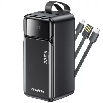 AWEI PA-107 Power Bank 50000mAh 22.5W PD 3xUSB Melns